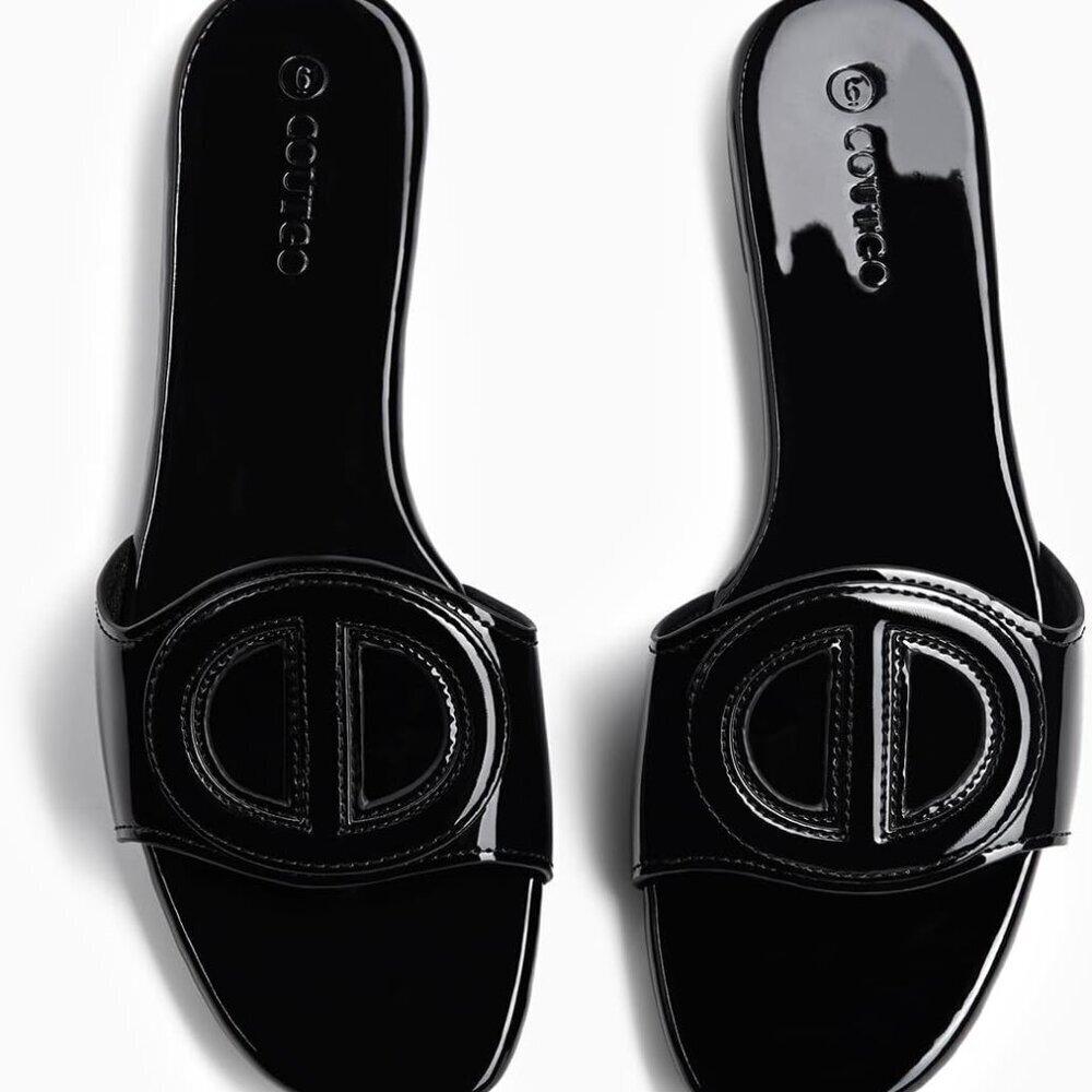 Women's Leather Flat Sandals Open Toe Slip-On Summer Beach Slides Size 9 - Picture 5 of 5